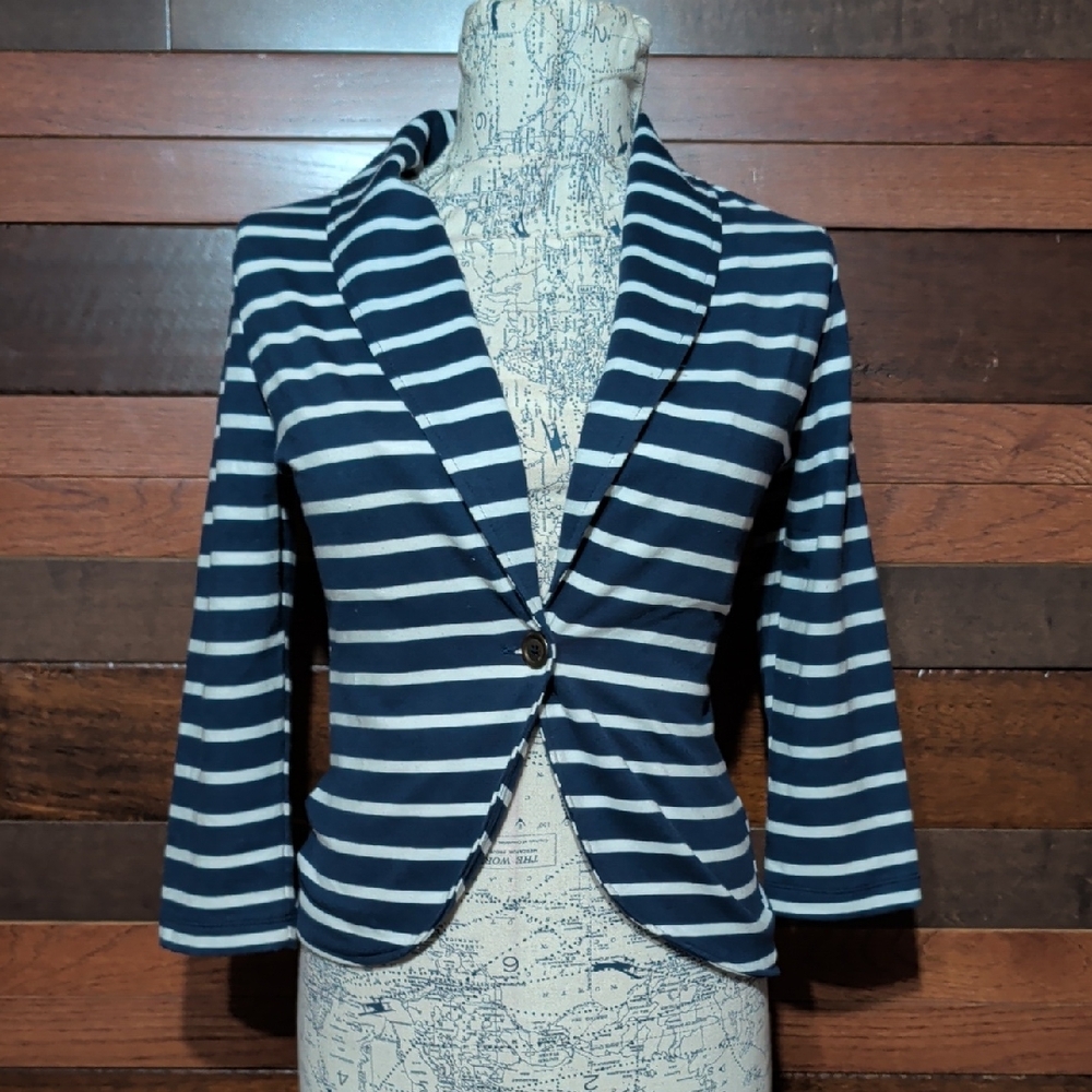 Love on a Hanger Navy and White Striped Blazer
